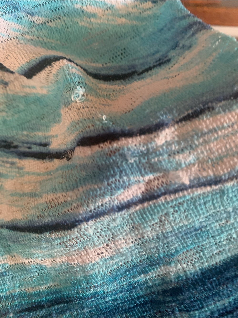 Blue Black Wave-Print V-Neck Top - Picture 7 of 8